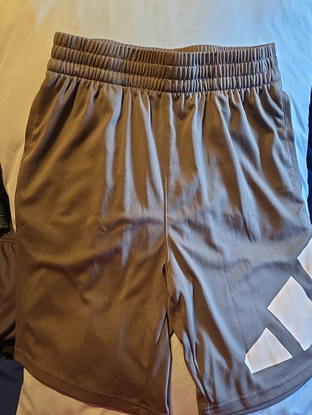 adidas Brown Kids Athletic Shorts with White Logo Accent